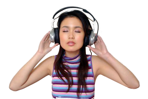 Student girl with Headphones teen PNG.